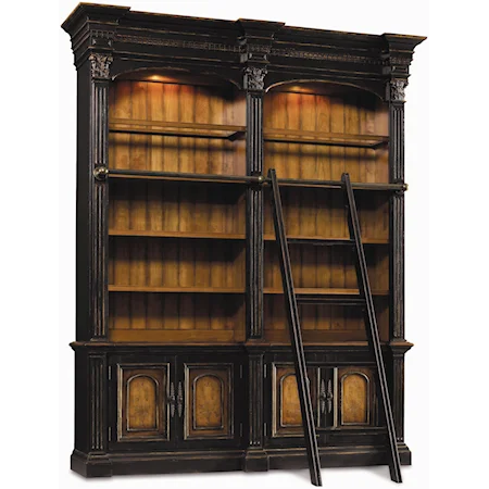 Double Open & Closed Bookcase with Ladder